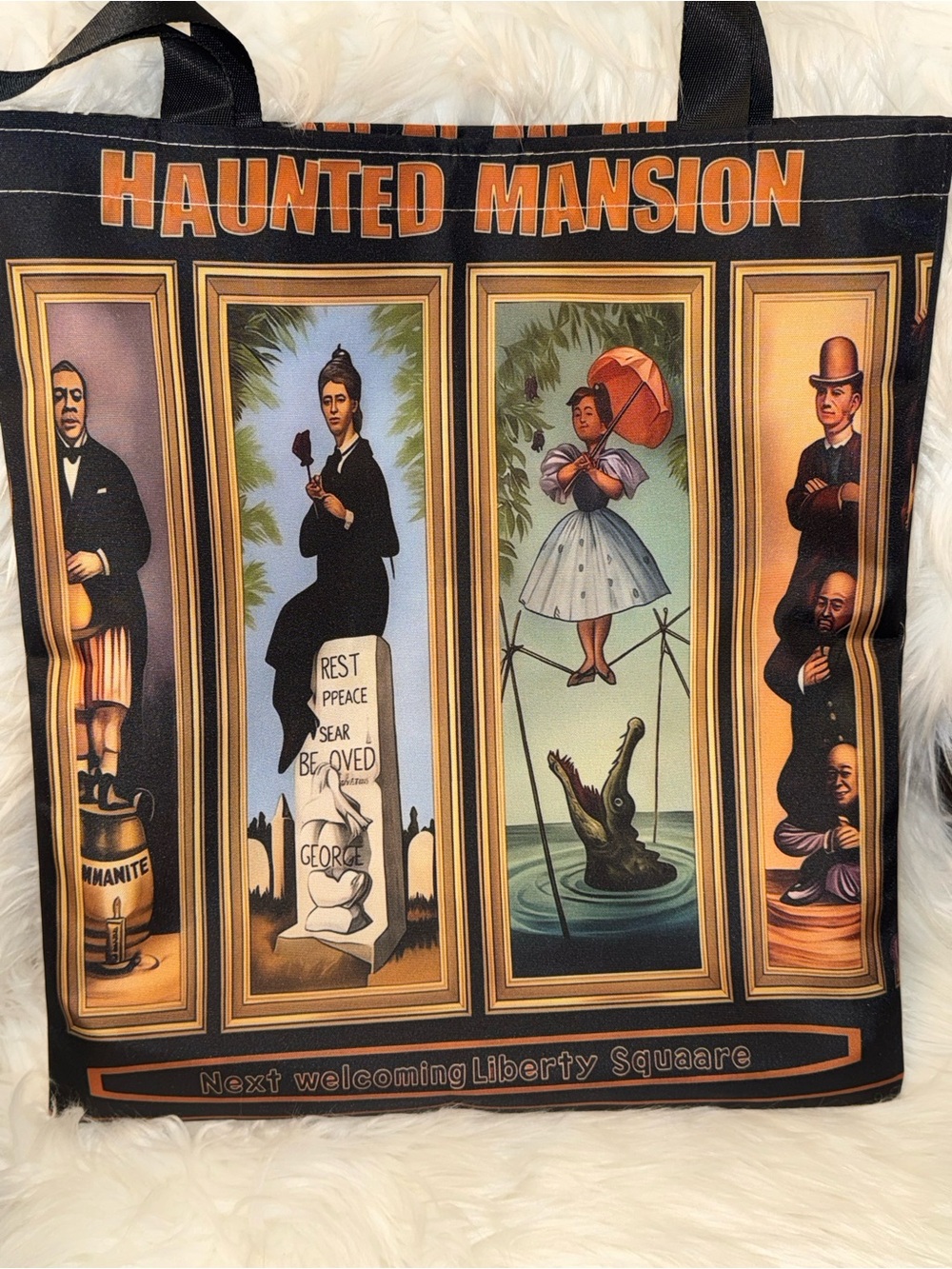 Disney Haunted Mansion Stretching Portraits Tote Bag Halloween Reusable Shopper